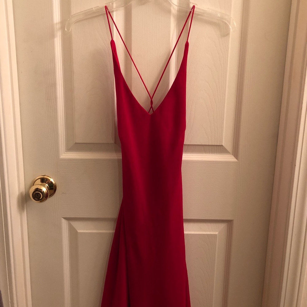 Red Spaghetti Strap Formal Dress